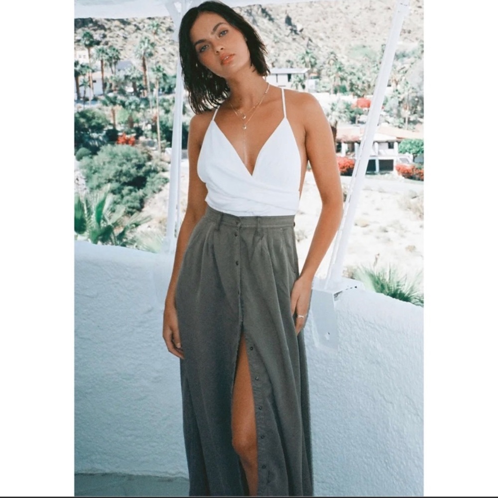 Pistola Olive Green Maxi Skirt